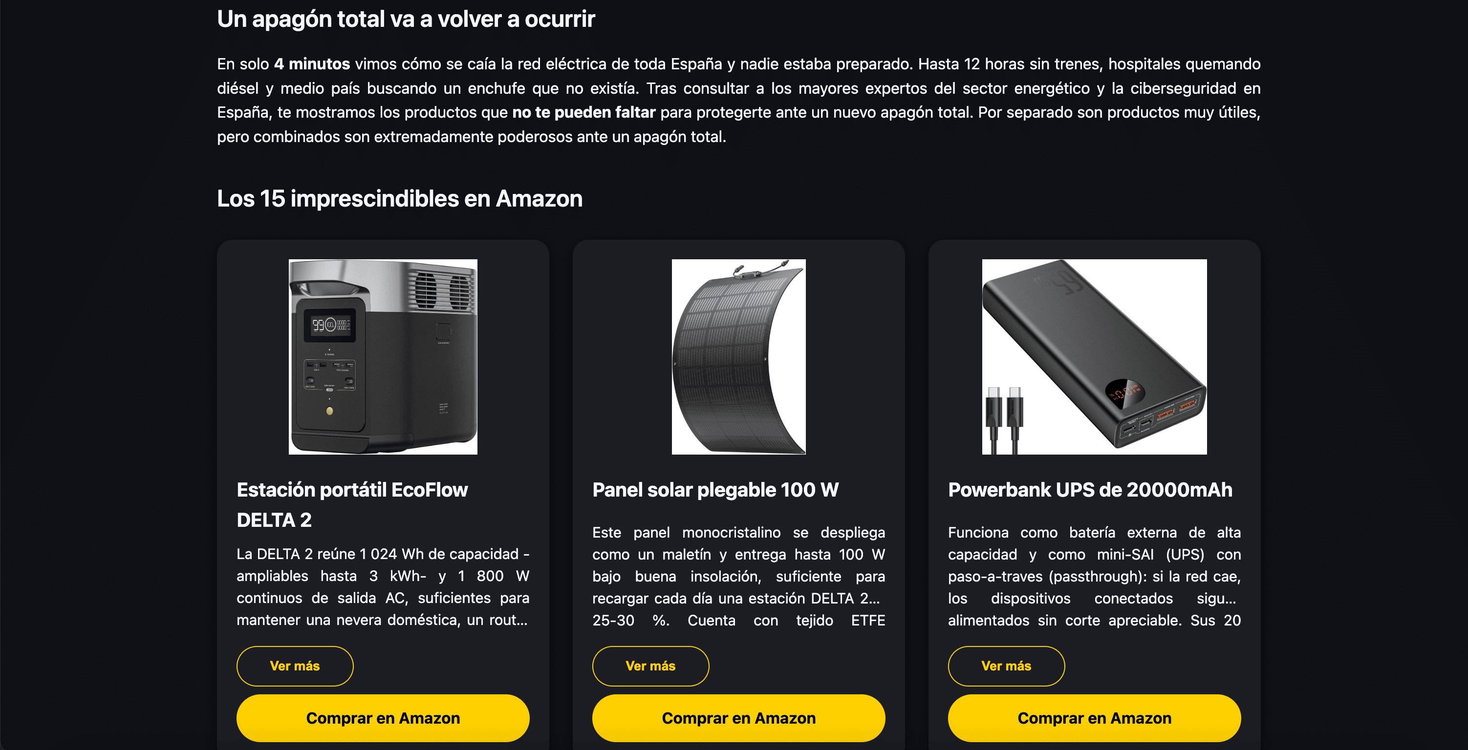 SOS Apagón - Landing page desarrollada por Next GenIA